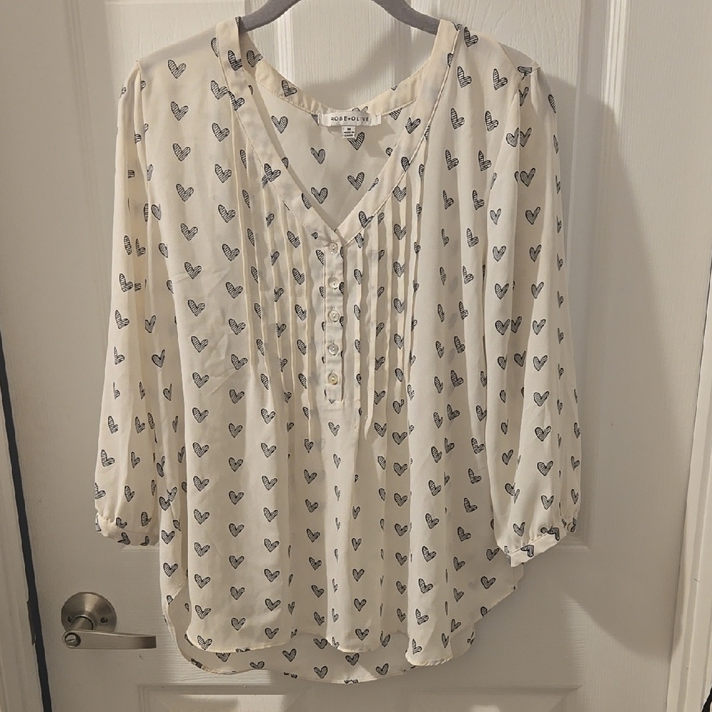 Heart Print Blouse